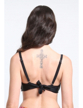 Bikini sostén arruchado copa C negro espalda