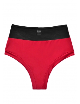 foto producto calzon de bikini pin up con transparencia rojo