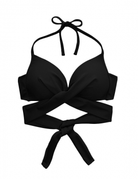 Foto producto de bikini estilo sostén cruzado color negro