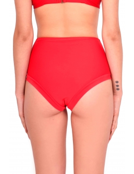 Modelo de espalda con calzon de bikini pin up rojo